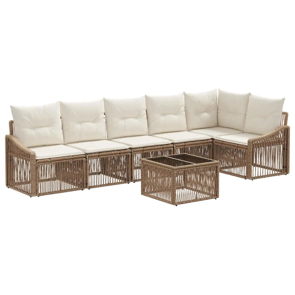 Set Divano da Giardino 7 pcs Beige polyrattan