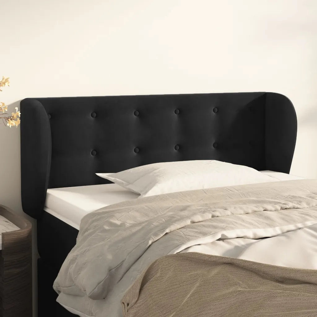 Testiera | Testata ad Orecchio Nera 93x23x78/88 cm in Velluto