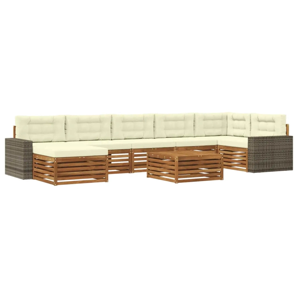 Set di divani da esterno 8 pz Naturale e Crema 3383668