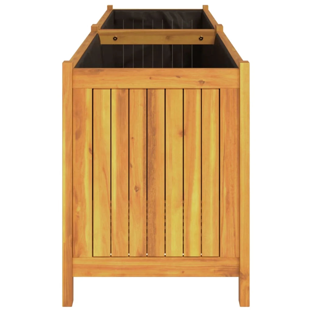 Aiuola rialzata/fioriera con rivestimento 199 x 38,5 x 50 cm legno massello di acacia marrone 02_0038126