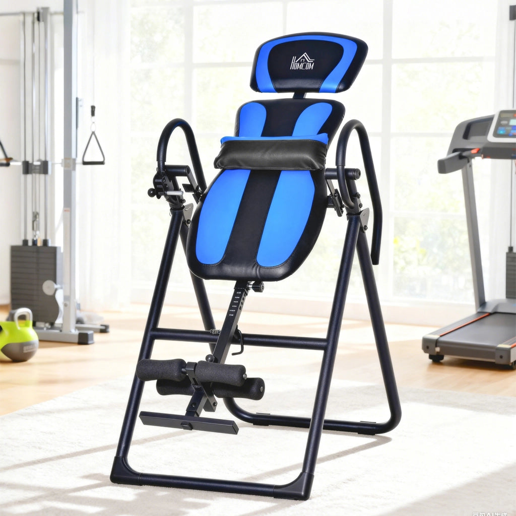 Tavolo Pieghevole con Rulli Altezza Regolabile 140-203 cm ¨C zephmum ¨C Nero e Blu