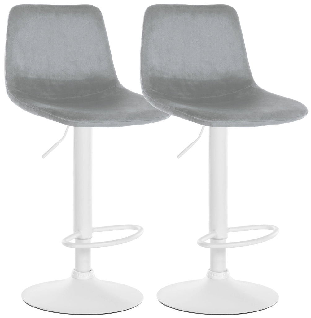 Set di 2 sgabelli da bar Divo velluto bianco 3