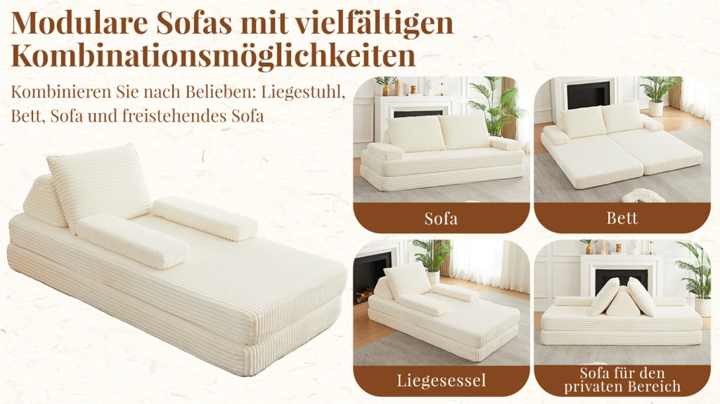 Divano letto in corda moderno ¨C Minimal ¨C 210cm con due cuscini e braccioli rimovibili