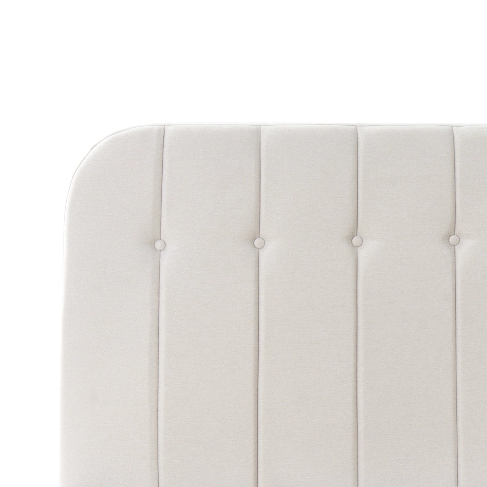 Letto Matrimoniale con Contenitore in tessuto bianco sporco 140 x 200 cm con testiera a doghe