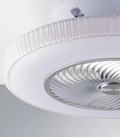 PLAFONIERA LED CON VENTILATORE LEVANTE BIANCA IN ACRILICO PMMA 40W 4450LM CCT DIMMERABILE WI-FI CON TELECOMANDO INCLUSO 60X60X20CM LED-LEVANTE-INT