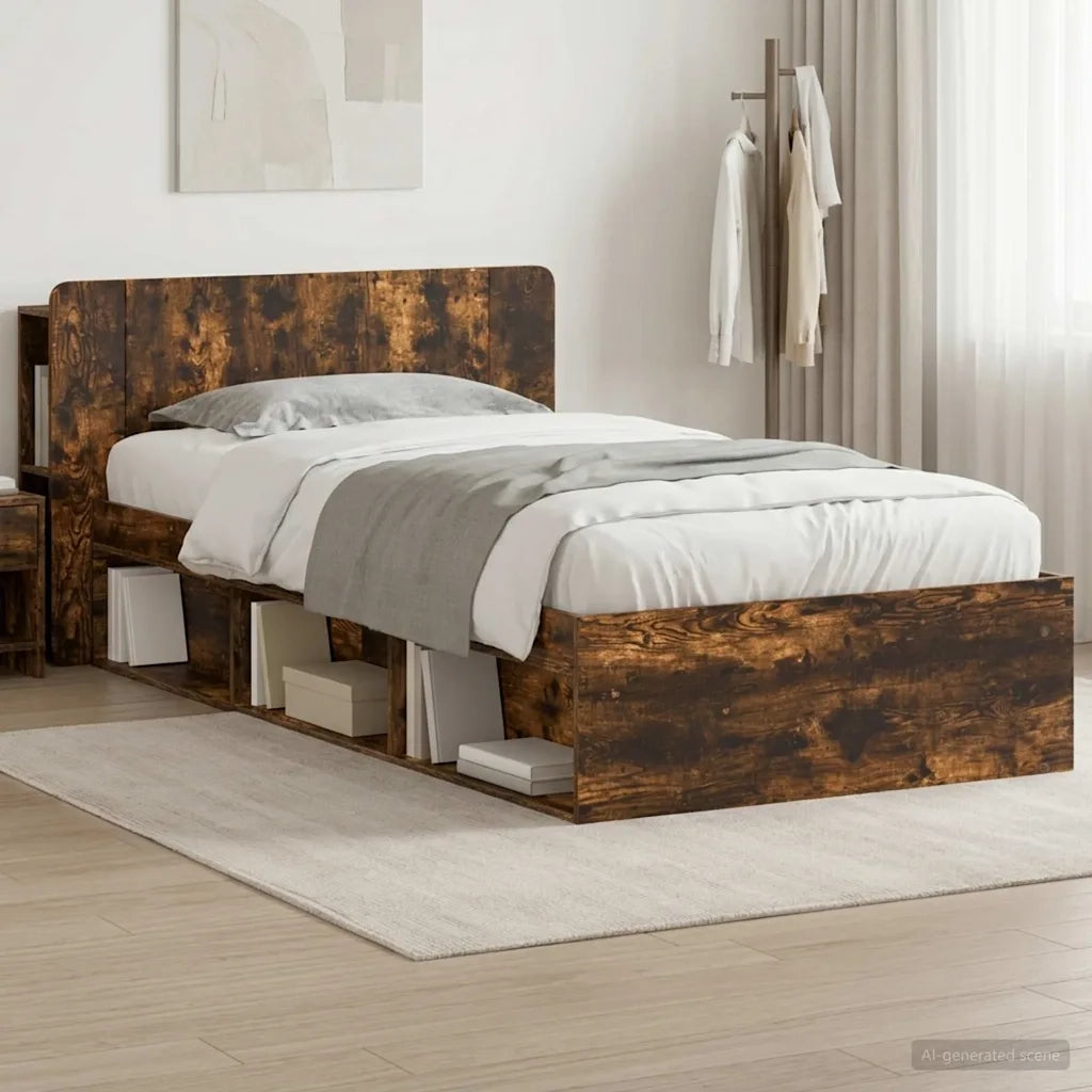 Telaio del letto con storage Rovere Fumo 90 x 200 cm