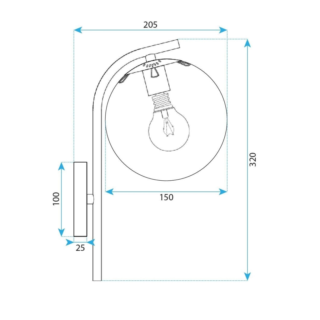 Lampada Da Parete G103-1w Black