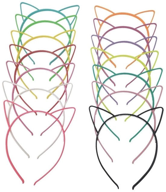 Cintura per Capelli a Forma di Gatto - 12 Pezzi - Berretti di Plastica per Festa - Berretto per Donne/Ragazze - Gatto - Cinture per Capelli Colorate