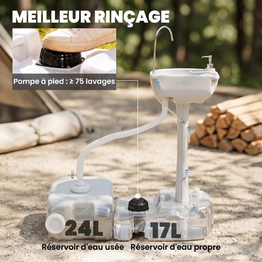 Lavabo Portatile con Serbatoio Acqua e Ruote ¨C zephmum ¨C 83x50x103cm