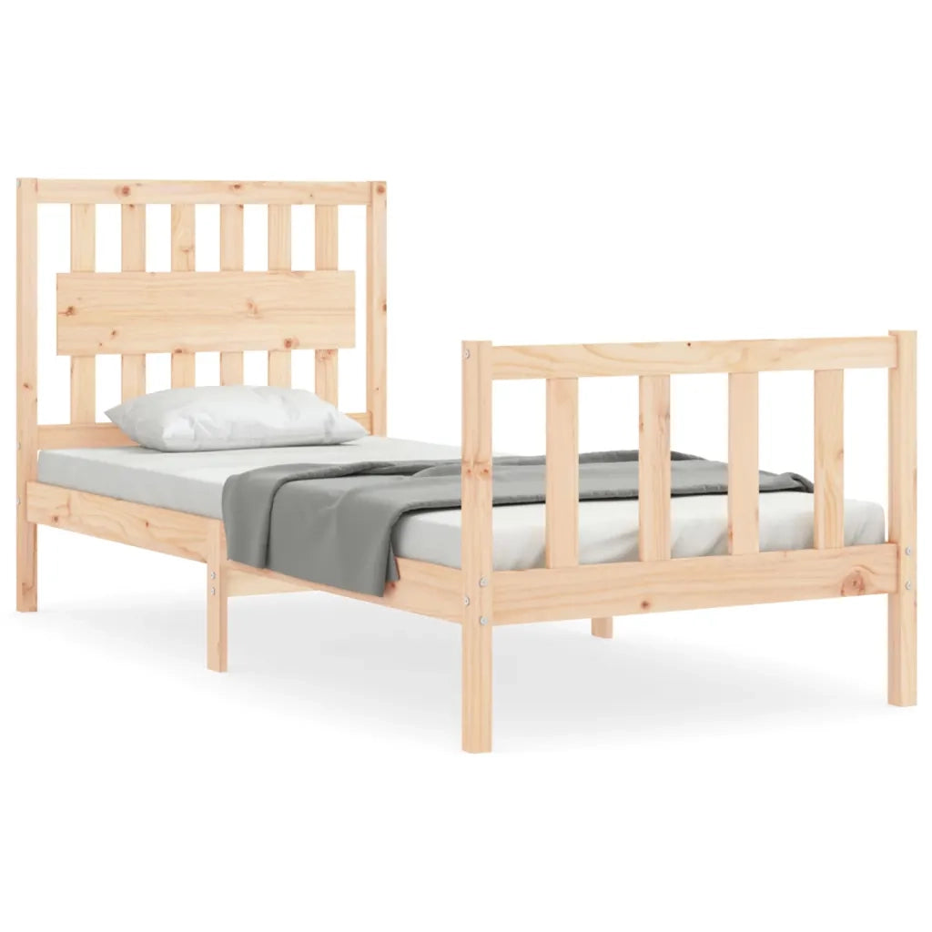 Giroletto con Testiera Single-Struttura Letto in Legno Massello 667203