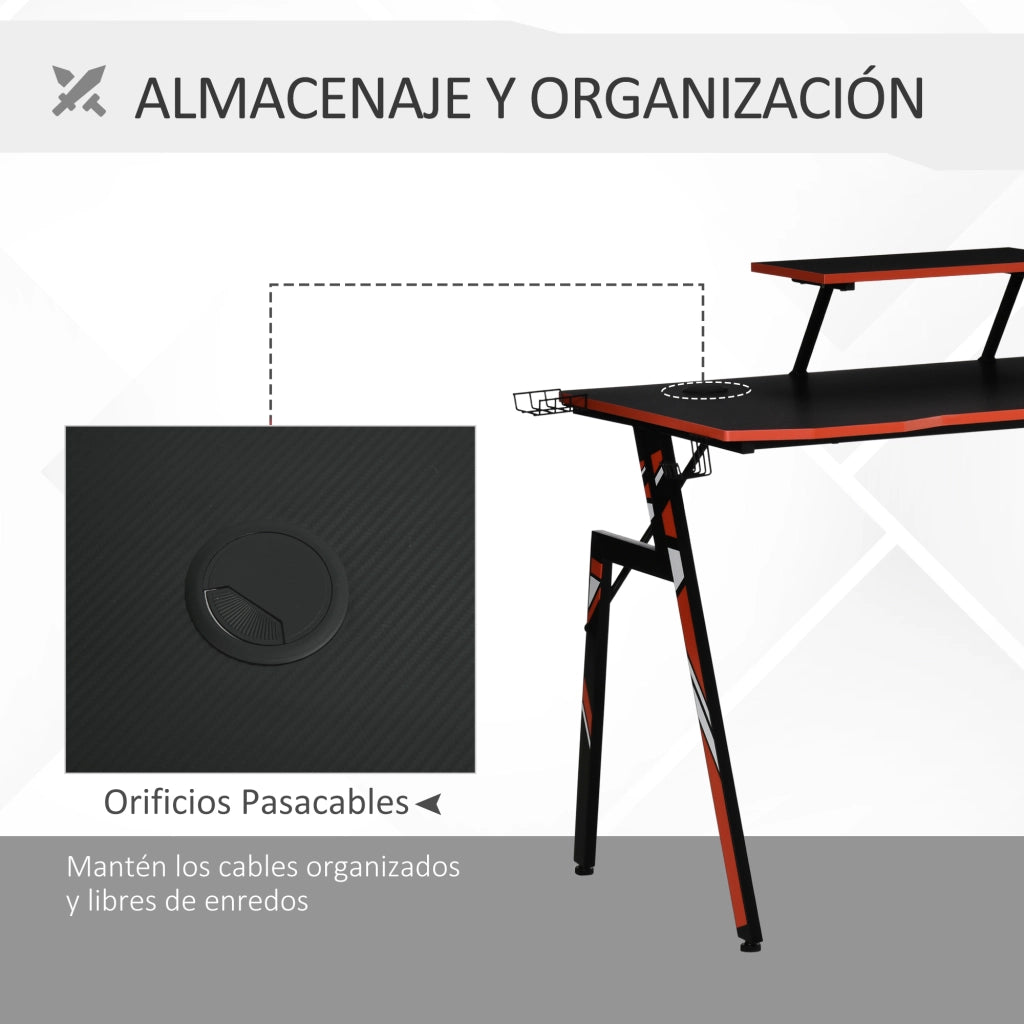 Scrivania Gaming per PC con Supporto Monitor ¨C zephmum ¨C Nero 120x60x94,5 cm