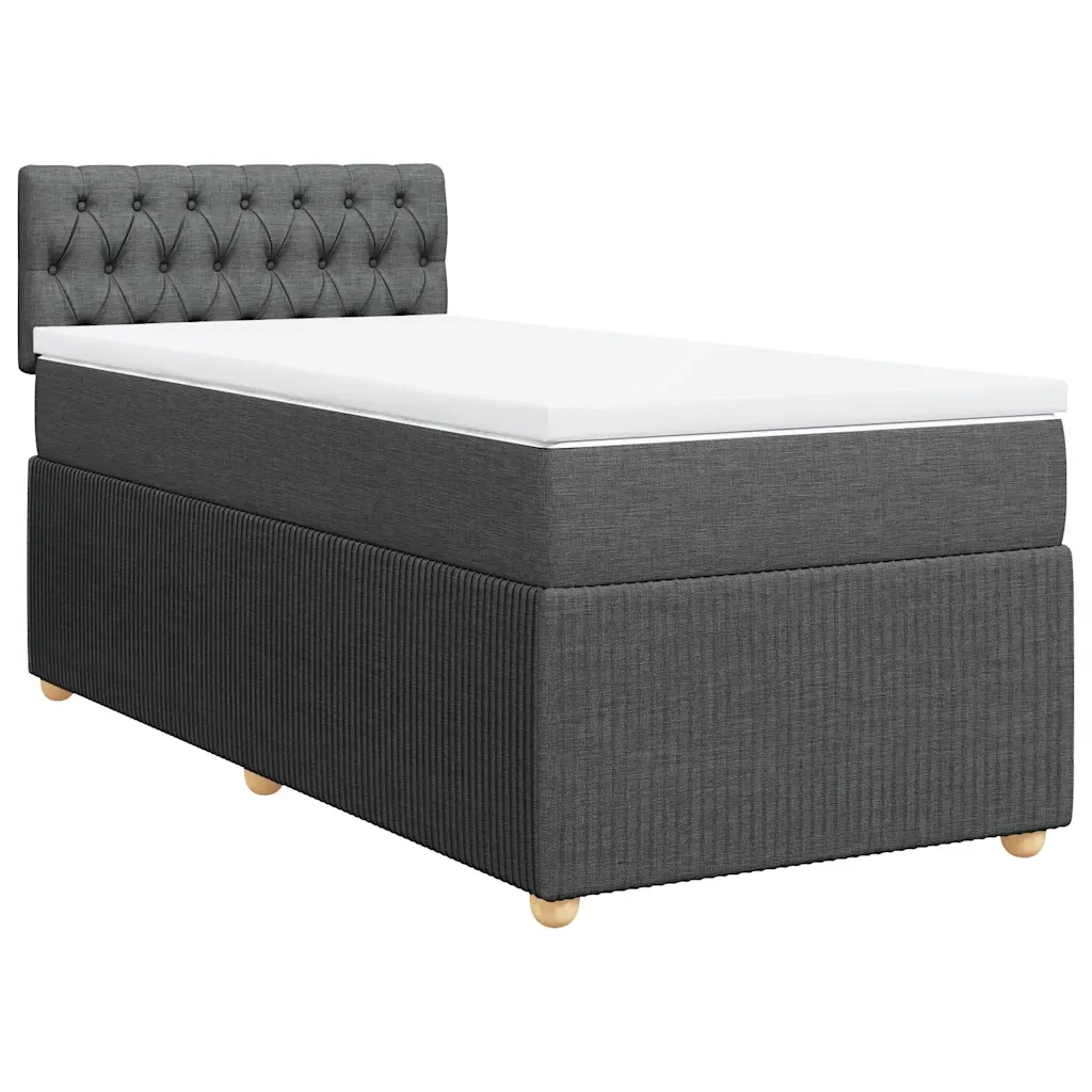 Giroletto a Molle con Materasso Grigio Scuro 100x200 cm Tessuto
