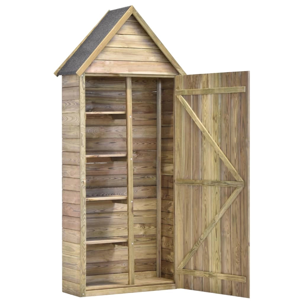 Casetta da giardino casetta per cabine capannone per rimessaggio casetta per esterni casetta per attrezzi robusti e porta 69,5 x 32 x 178 cm Legno di pino impregnato marrone 02_0022413