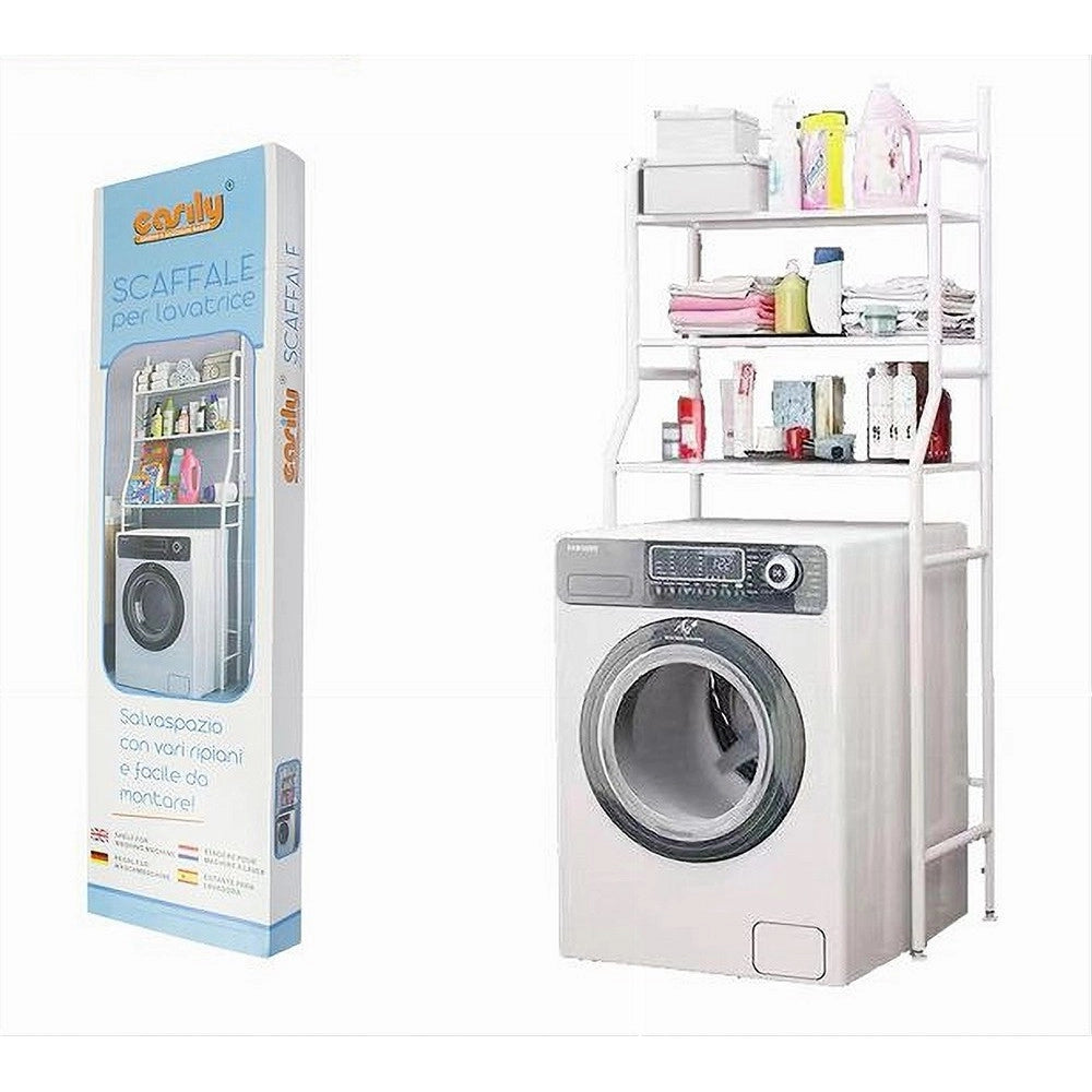 Trade Shop - Scaffale Sopra Lavatrice Salvaspazio 3 Mensole Ripiani In Metallo Organizer 59584 -