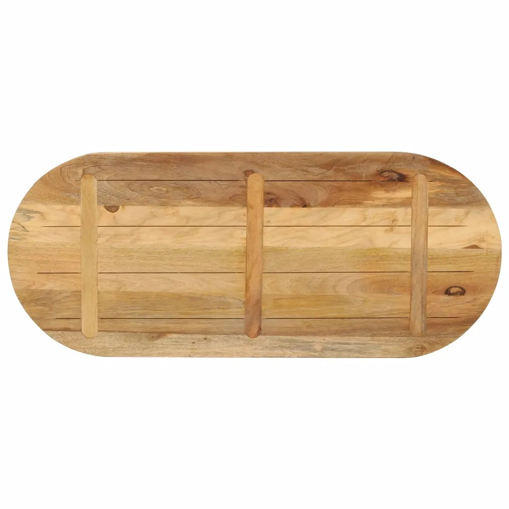 vidaXL Piano Tavolo 120x60x2,5 cm Ovale Legno Massello Grezzo di Mango