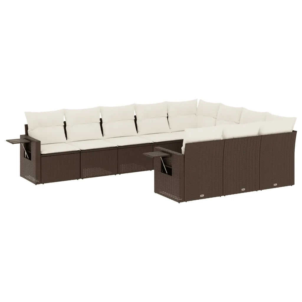 Set Divani da Giardino 10pz con Cuscini in Polyrattan Marronecod mxl 114329