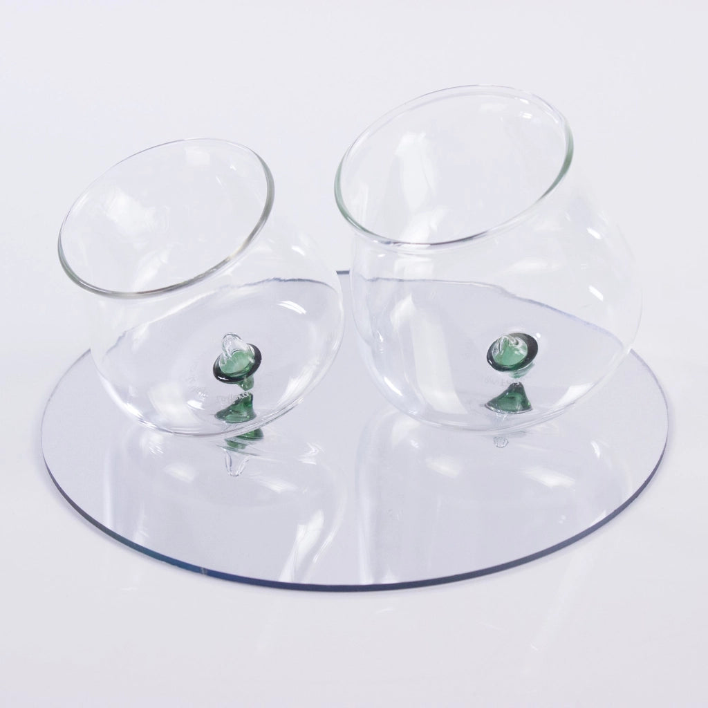 Pirolo Set 6 Bicchieri Tumbler Junior in Vetro Borosilicato Verde - Design a Trottola Ruotante, Eleganti, Resistenti e Lavabili in Lavastoviglie