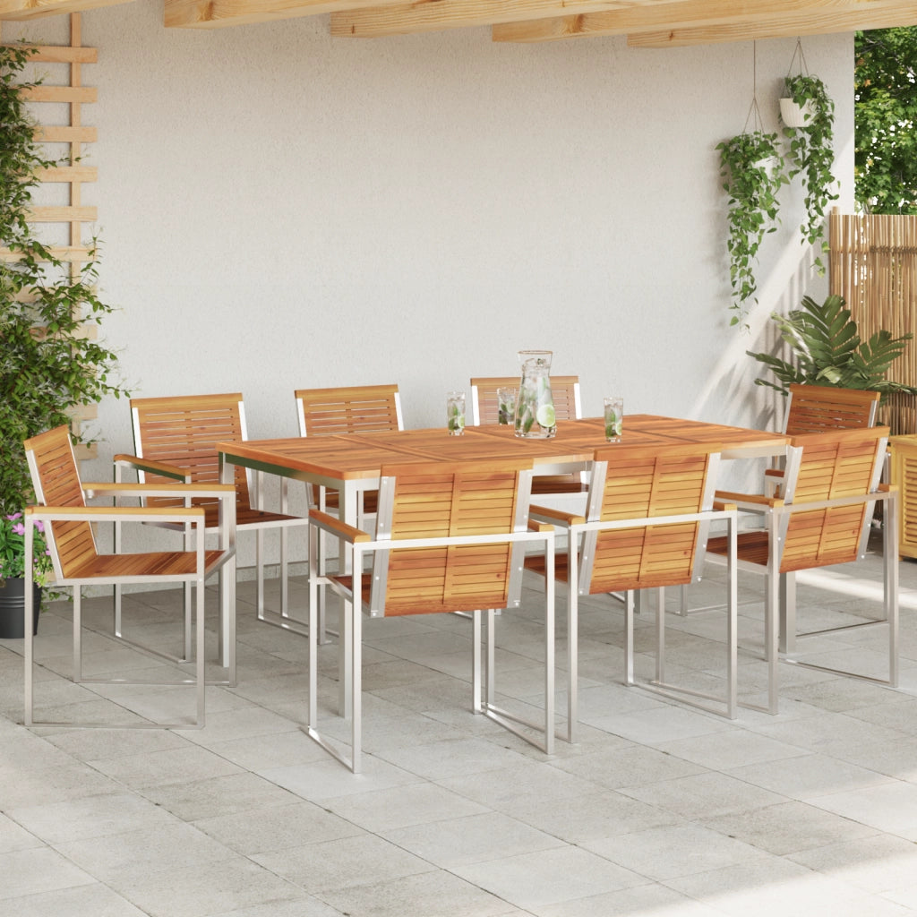 Set da Pranzo da Giardino  9 Pezzi in Legno Massello di Acacia