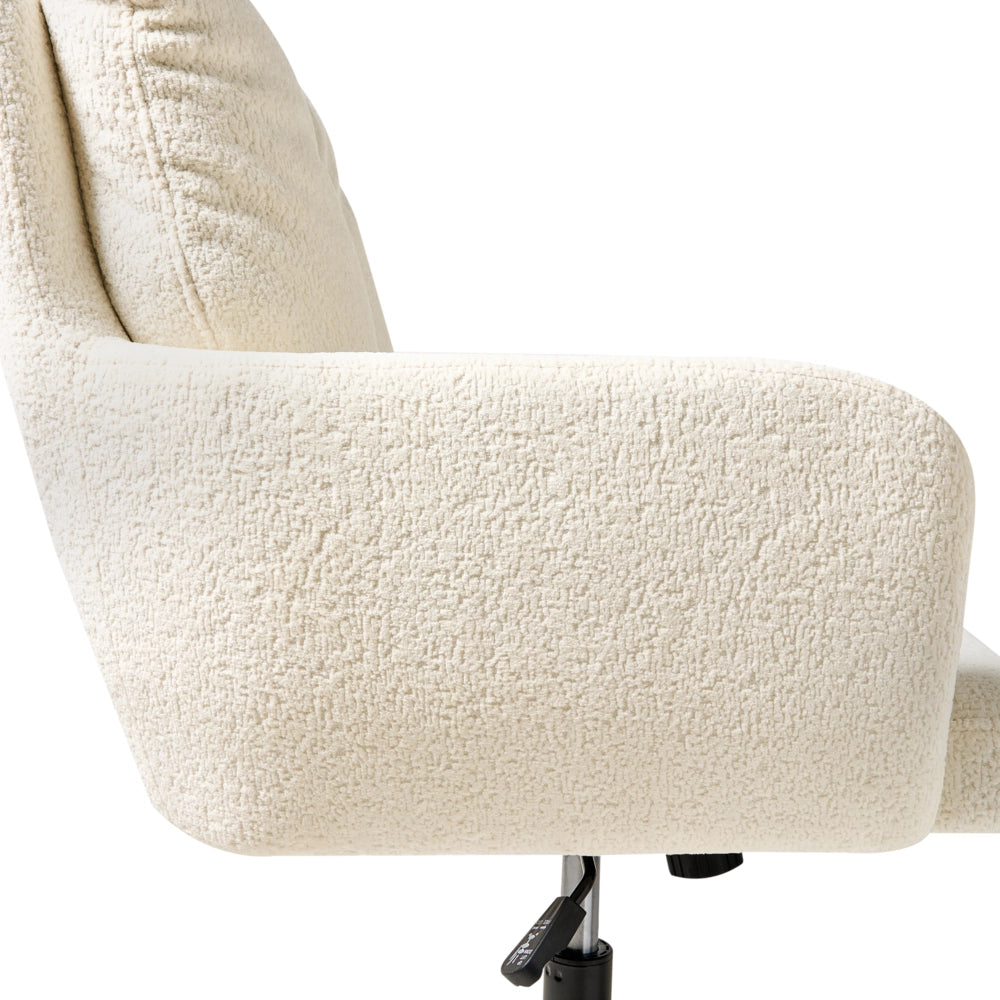 Sedia da ufficio in tessuto Boucle Struttura in metallo Funzione girevole Inclinazione Altezza regolabile Mobili da ufficio Bianco sporco