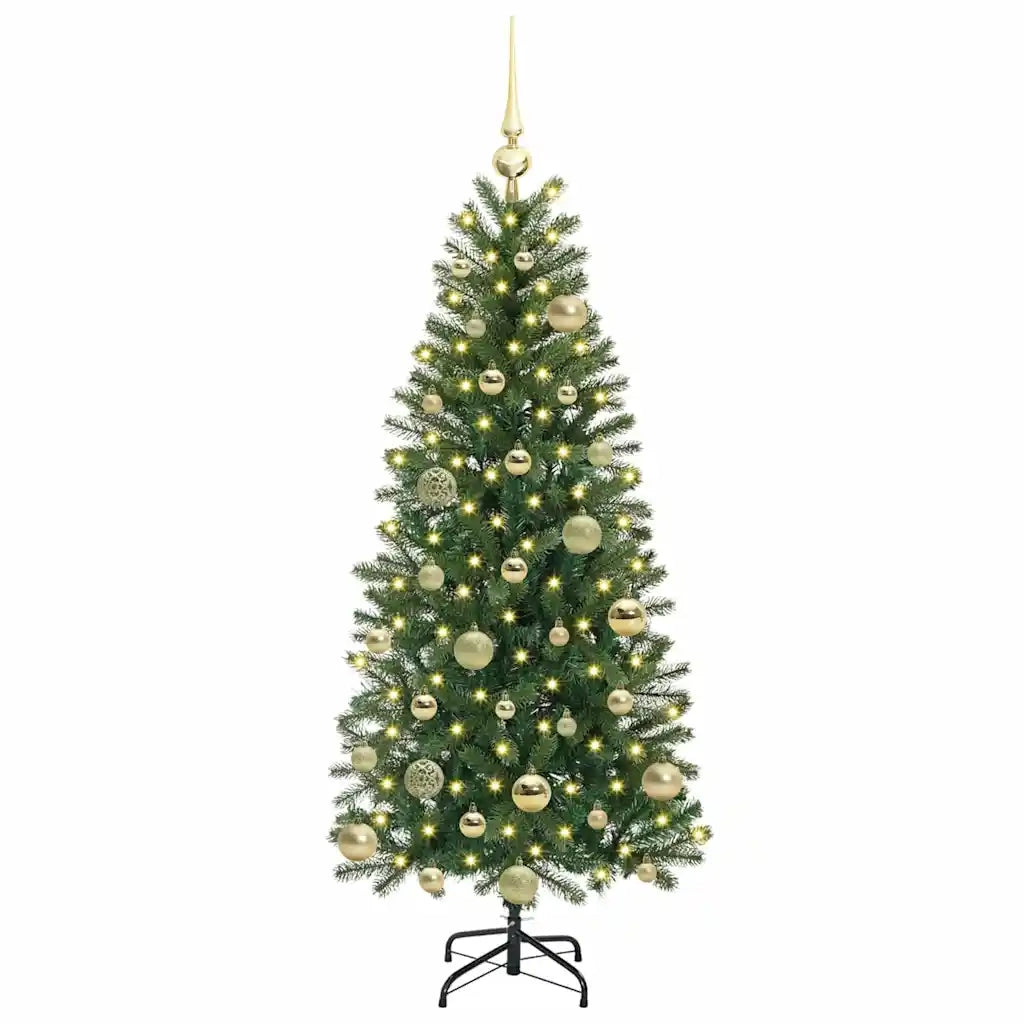 Albero di Natale | Decorazioni natalizie artificiale con 150 LED Verde 120 cm PE e PVC
