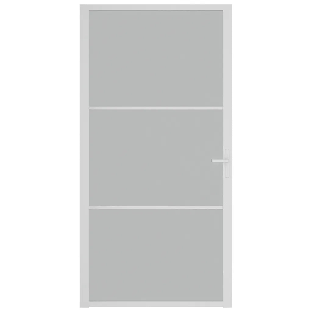 Porta Interna 102,5x201,5 cm Bianco Opaco in Vetro e Alluminio 350579