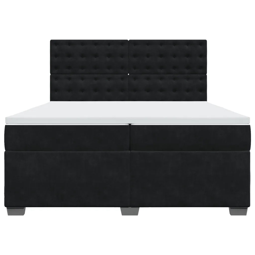 Giroletto a Molle con Materasso Nero 200x200 cm in Velluto 3293316