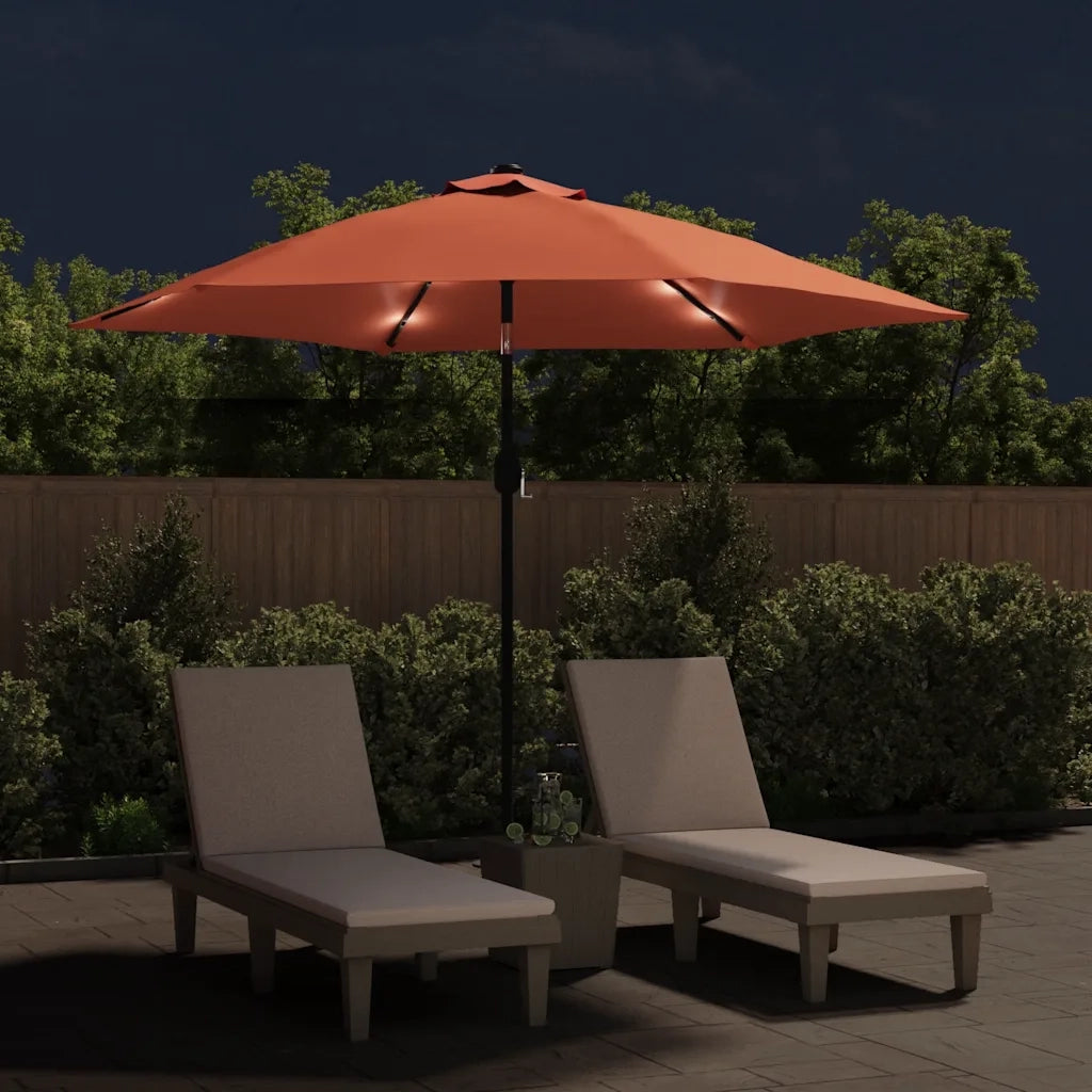 Ombrellone da Giardino con LED e Palo Acciaio 300 cm Terracotta 313757