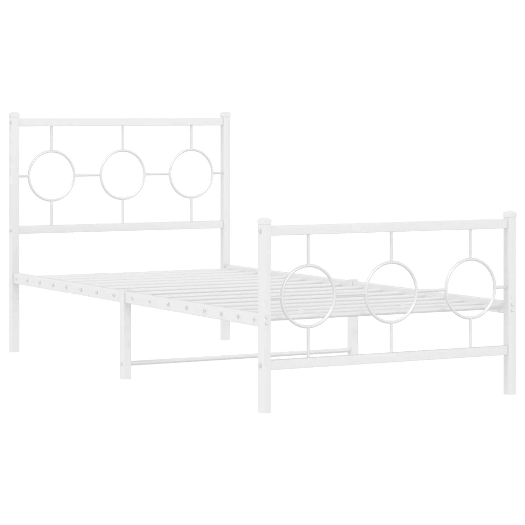 Giroletto con Testiera e Pediera-Struttura Letto Metallo Bianco 90x190 cm 270080