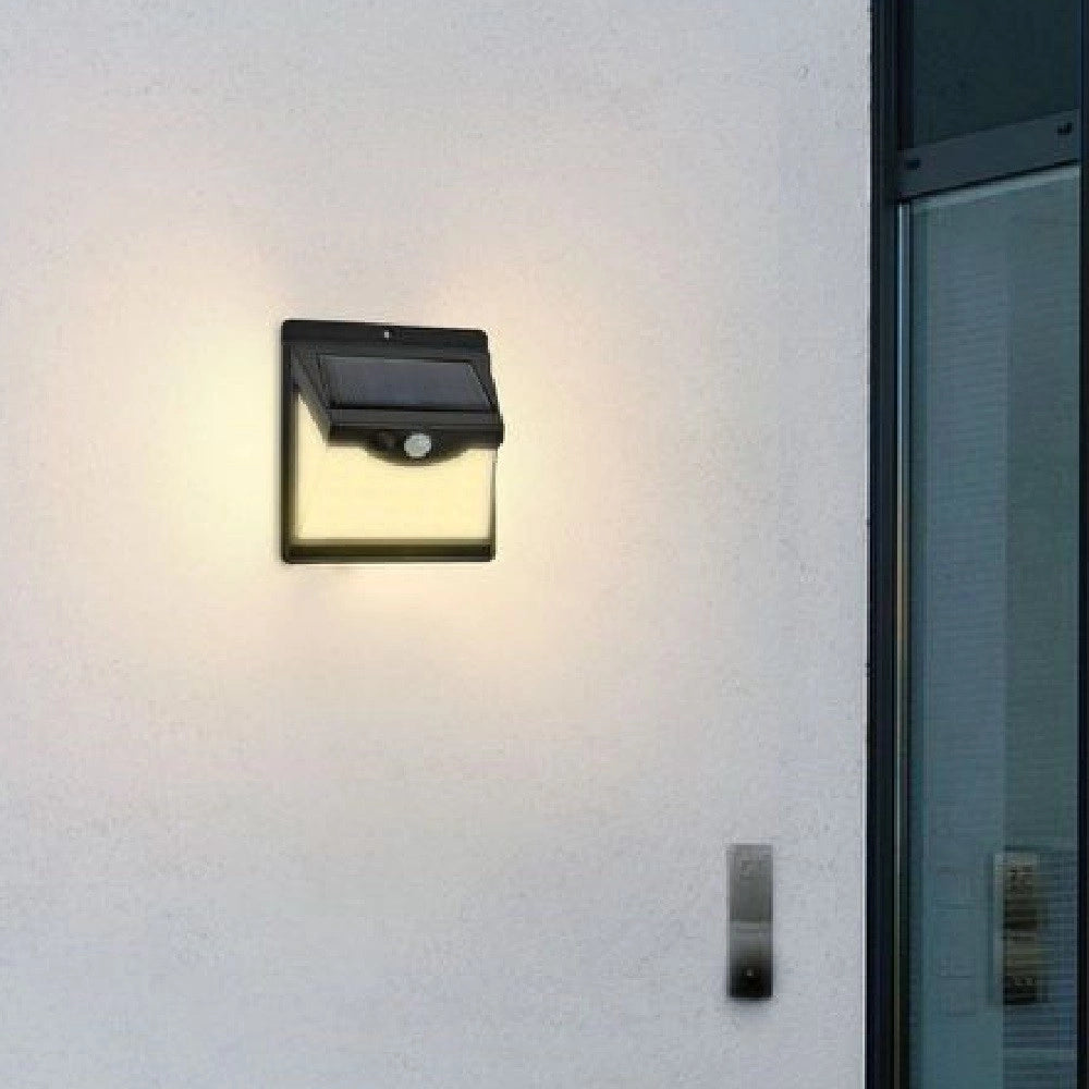 Trade Shop - Faretto Applique Led A Parete Con Pannello Solare Luce Fredda 6500k Ip65 So-a3 -