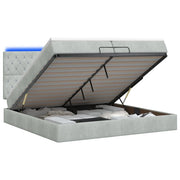 Letto Ottomano con Materasso e LED Grigio Chiaro 200 x 200 cm 3458253