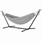 Amaca Brasiliana Con Supporto In Acciaio Altezza Regolabile Telo Cotone Da Esterno Per Giardino Balcone Piscina Grigio