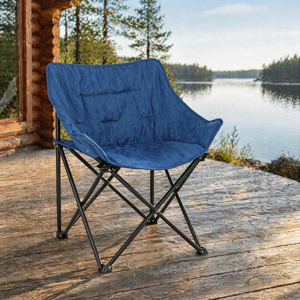 SEDIA Pieghevole Imbottita 65 x 73,5 x 44,5 cm Nero/Blu