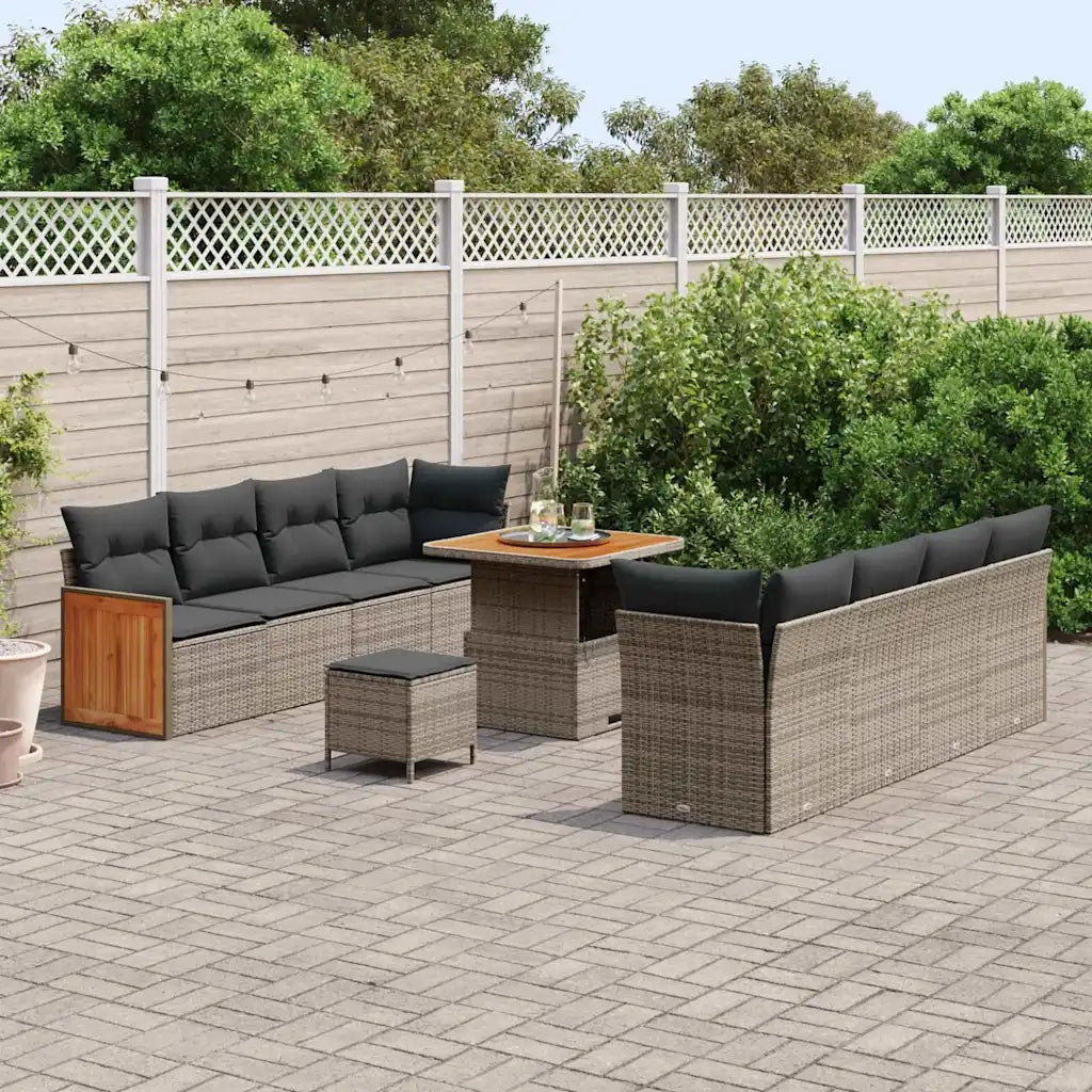 Set Divano da Giardino con cuscino 11 pcs Grigio polyrattan 3365228