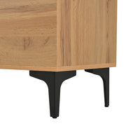 Credenza con 1 Anta e 3 Cassetti; Piedini in Metallo; Stile Moderno; in Pannelli di Particelle; Nero e Naturale; 120??35??76 cm
