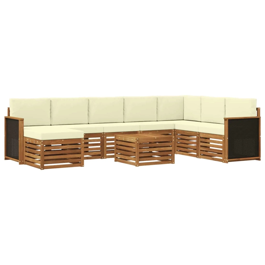 Set di divani da esterno con cuscino 7 pcs Naturale e Crema 3384731