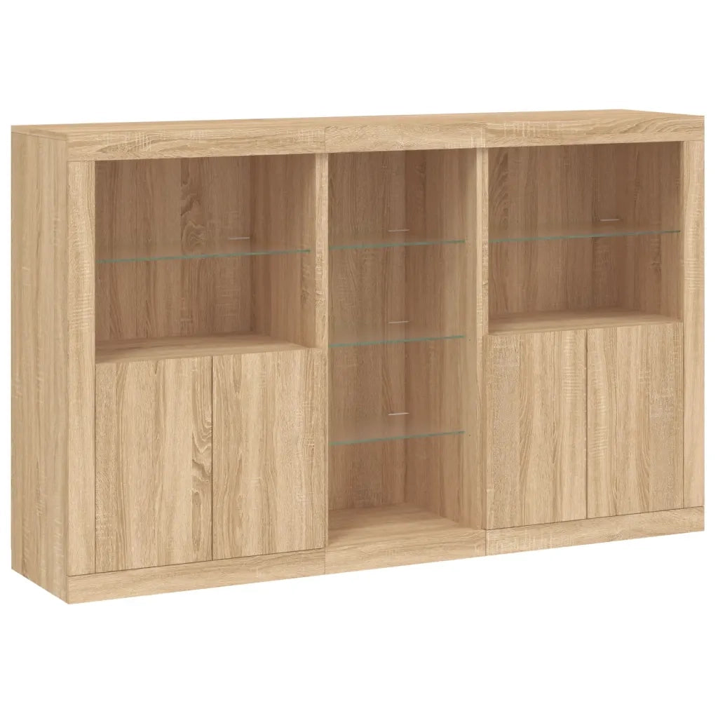 Credenza | Madia | Buffet da pranzo | Armadio da pranzo con Luci LED Rovere Sonoma 162x37x100 cm