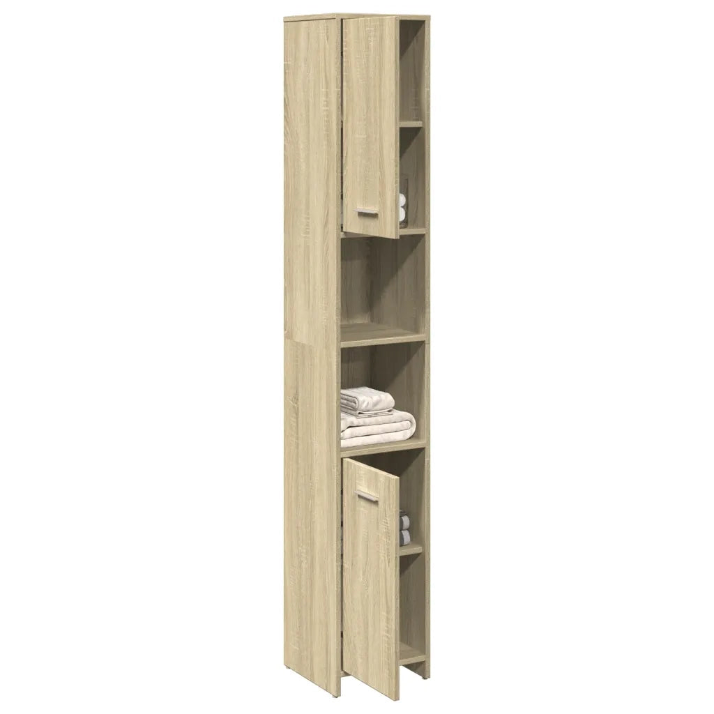 vidaXL Mobile da Bagno Rovere Sonoma 30x30x183,5 cm Legno tecnico