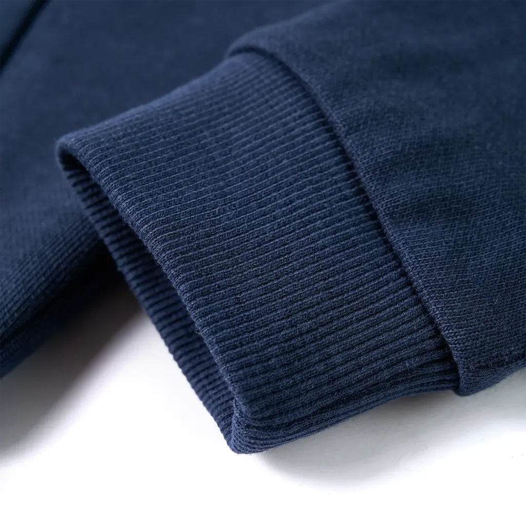 Felpa da Bambino con Cappuccio Blu Marino MÃ©lange e Arancione 104