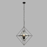 Lampadario Contemporaneo Diamante Acciaio Nero Trasparente 3 Luci E14