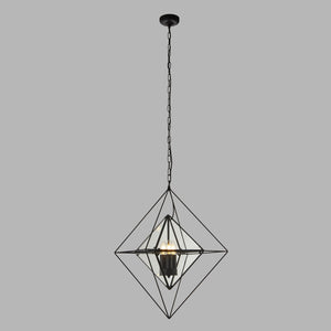 Lampadario Contemporaneo Diamante Acciaio Nero Trasparente 3 Luci E14