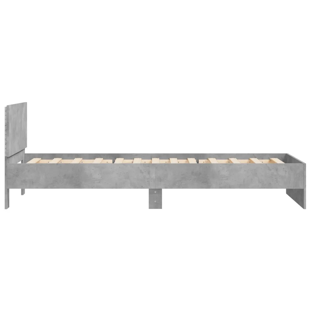 Giroletto con Testiera e LED Grigio Cemento 100x200 cm 838802
