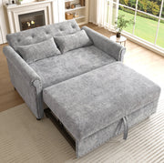 Divano letto 3 in 1 grigio in cheniglia con schienale regolabile