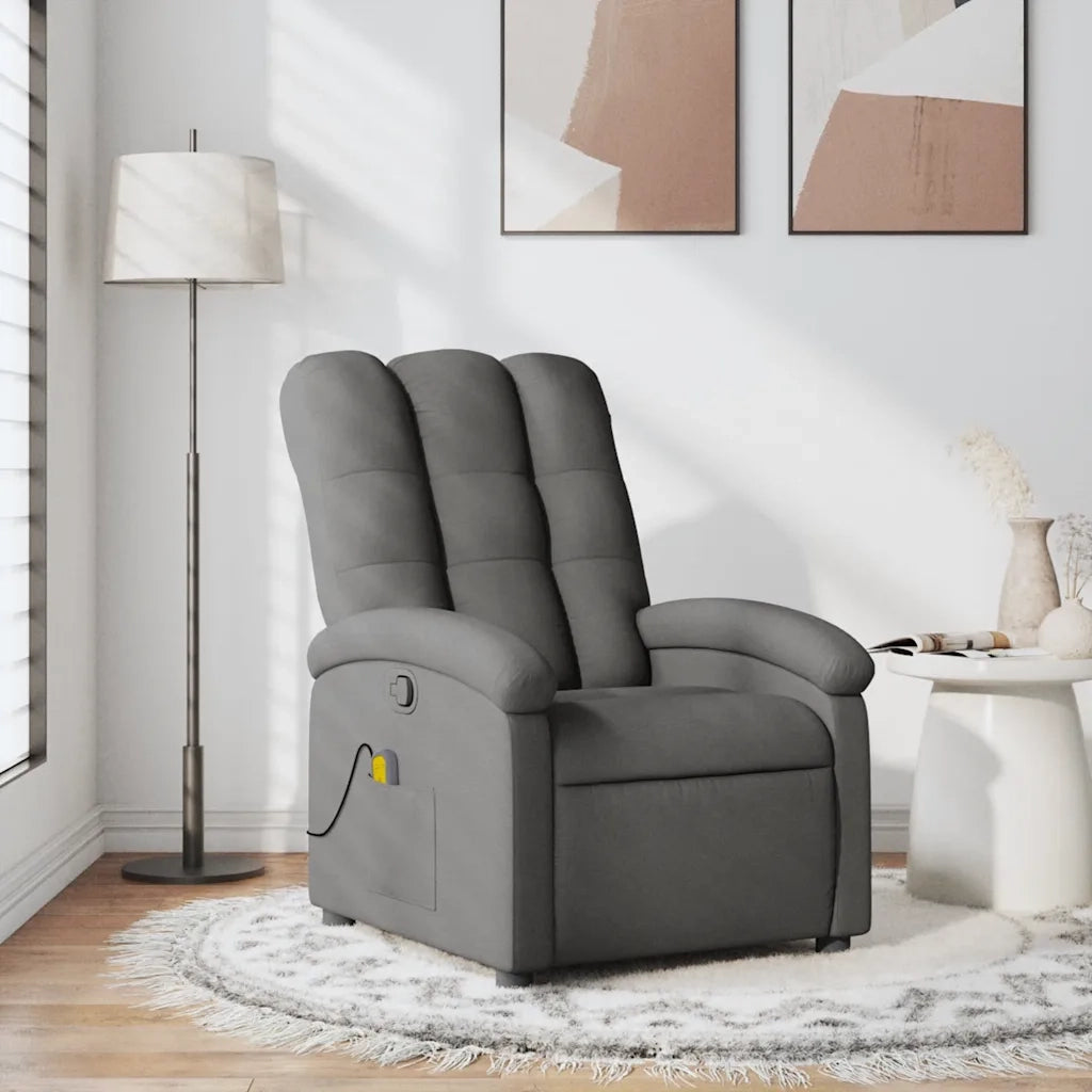Poltrona Massaggiante | Sedia Relax Reclinabile Grigio Scuro in Tessuto