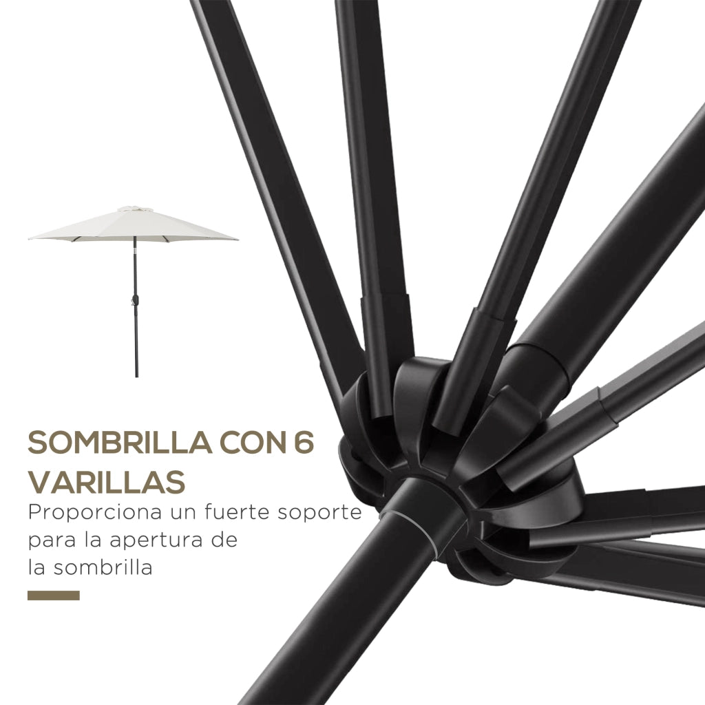 Ombrellone da giardino pieghevole ¨C zephmum ¨C crema, alluminio, ?260x235 cm