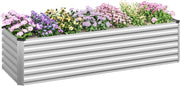 Fioriera rialzata per giardino, balcone, fioriera in robusta lamiera d'acciaio con design robusto, 238 x 56 x 80 cm, argento