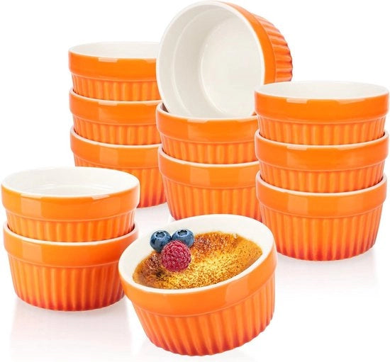 12x forme per dessert creme brulee in crema d'arancia - capacità 185 ml