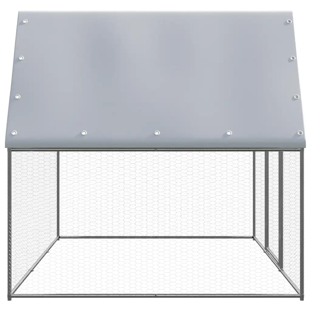 Gabbia per Polli Argento e Grigio 3x2x2 m in Acciaio Zincato