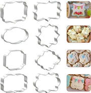 Set di stampi per biscotti da 8 pezzi, stampo per biscotti in acciaio inossidabile, piastre per biscotti, accessori da forno per biscotti, torte, pane, fondant, torta, pane.