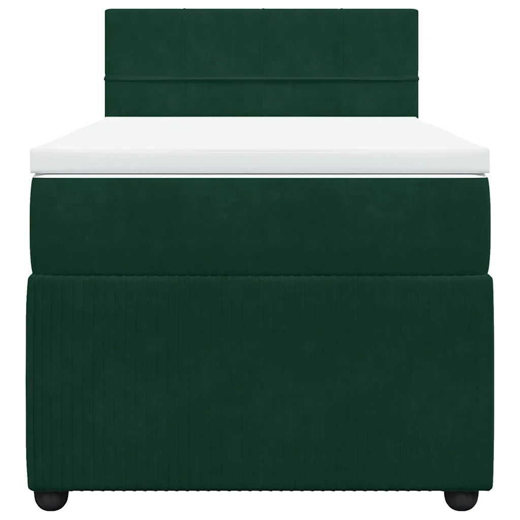 Giroletto a Molle con Materasso Verde Scuro 90x200 cm Velluto
