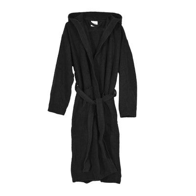 Accappatoio nero 100% cotone taglia XL con tasche cappuccio e cintura